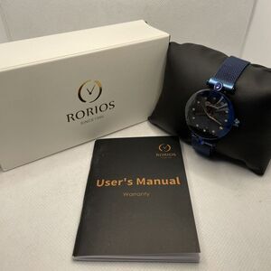 RORIOS Fashion AA-BT002 Women Blue Stainless Steel Analog Dial Quartz Watch YR60